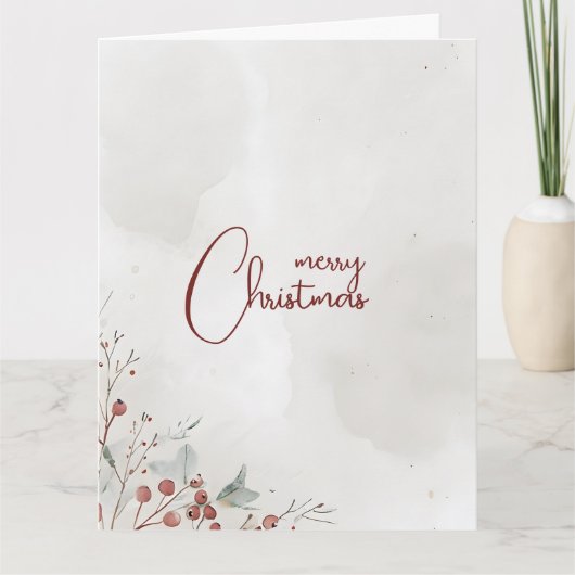 Vrolijk kerstfeest Waterverf winterbessen niet-fot Kaart (Voorkant)