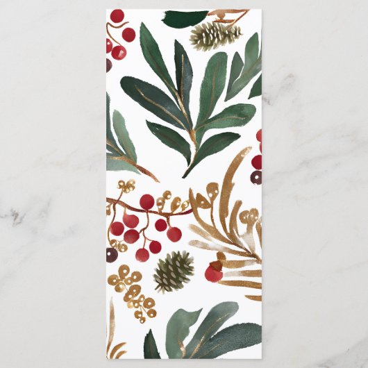 Vrolijk kerstfeest Waterverf winterbessen niet-fot Menu (Achterkant)
