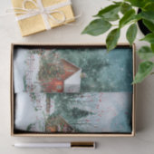 Vrolijk Kerstfeest Waterverf Winterdorp Tissuepapier (Geschenk)