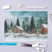 Vrolijk Kerstfeest Waterverf Winterdorp Tissuepapier (Craft)
