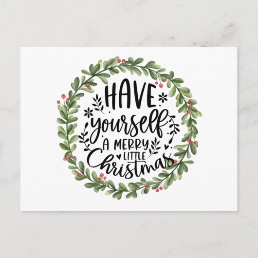 Vrolijk kerstfeest Waterverf Wreate Feestdagenkaart (Voorkant)