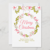 Vrolijk kerstfeest Waterverf Wreath en Berries Kaart (Voorkant)