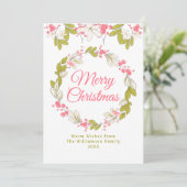 Vrolijk kerstfeest Waterverf Wreath en Berries Kaart (Staand voorkant)