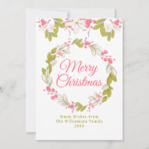 Vrolijk kerstfeest Waterverf Wreath en Berries