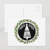 Vrolijk kerstfeest Waterverf Wreath Feestdagenkaart (Voorkant / Achterkant)