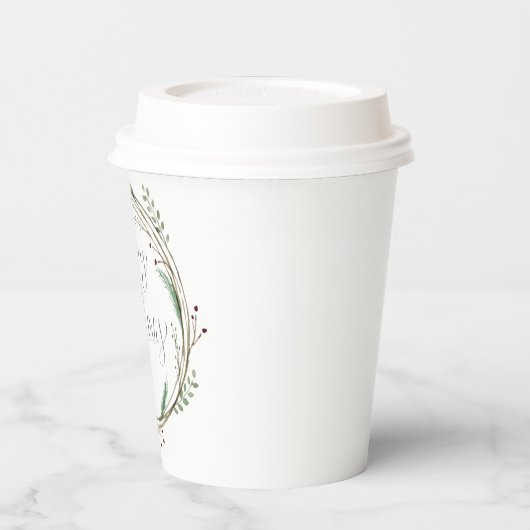 Vrolijk kerstfeest Waterverf Wreath Papieren Bekers (Links)