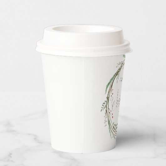 Vrolijk kerstfeest Waterverf Wreath Papieren Bekers (Rechts)