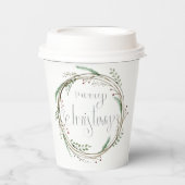 Vrolijk kerstfeest Waterverf Wreath Papieren Bekers (Voorkant)