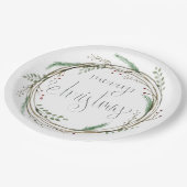 Vrolijk kerstfeest Waterverf Wreath Papieren Bordje (Gekanteld)