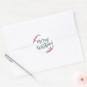 Vrolijk kerstfeest Waterverf Wreath Ronde Sticker (Envelop)