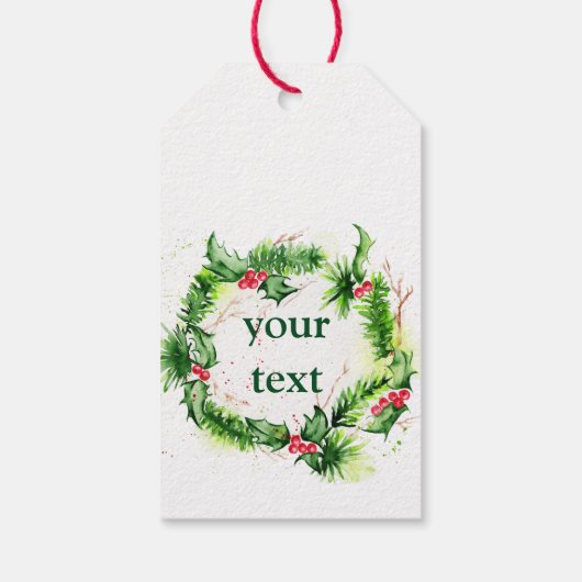 Vrolijk kerstfeest Waterverven Cadeaulabel (Achterkant)