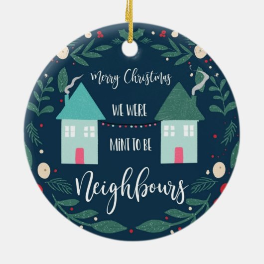 vrolijk kerstfeest.. ...we waren net buren. keramisch ornament (Achterkant)