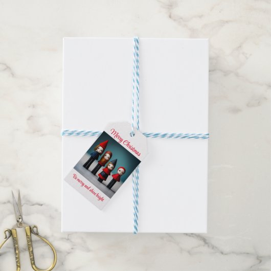 Vrolijk Kerstfeest, wees vrolijk en glans Cadeaulabel (Met Touw)