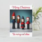 Vrolijk Kerstfeest, wees vrolijk en glans Feestdagenkaart (Staand voorkant)