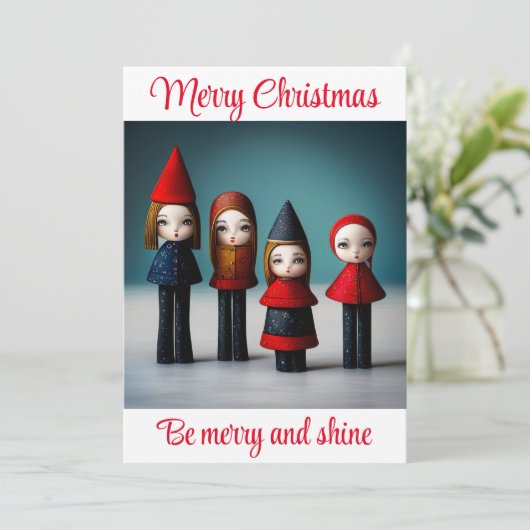 Vrolijk Kerstfeest, wees vrolijk en glans Feestdagenkaart (Staand voorkant)