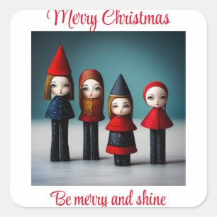 Vrolijk Kerstfeest, wees vrolijk en glans Vierkante Sticker
