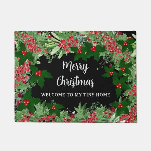 Vrolijk kerstfeest welkom in mijn kleine huis deurmat (Voorkant)