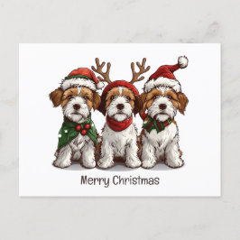 Vrolijk Kerstfeest Welsh Draad Fox Terrier Honden Briefkaart