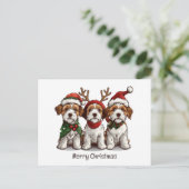 Vrolijk Kerstfeest Welsh Draad Fox Terrier Honden Briefkaart (Staand voorkant)