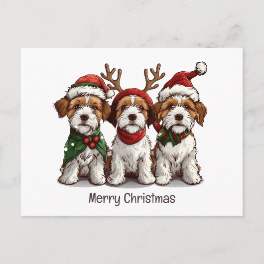 Vrolijk Kerstfeest Welsh Draad Fox Terrier Honden Briefkaart (Voorkant)