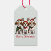 Vrolijk Kerstfeest Welsh Draad Fox Terrier Honden Cadeaulabel (Voorkant)