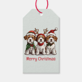 Vrolijk Kerstfeest Welsh Draad Fox Terrier Honden Cadeaulabel