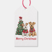 Vrolijk Kerstfeest Welsh Draad Fox Terrier Honden Cadeaulabel (Voorkant)
