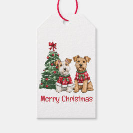 Vrolijk Kerstfeest Welsh Draad Fox Terrier Honden Cadeaulabel