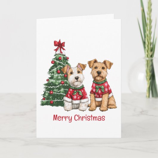 Vrolijk Kerstfeest Welsh Draad Fox Terrier Honden Feestdagen Kaart (Voorkant)