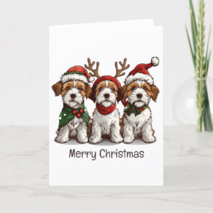 Vrolijk Kerstfeest Welsh Draad Fox Terrier Honden Feestdagen Kaart