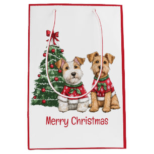 Vrolijk Kerstfeest Welsh Draad Fox Terrier Honden Medium Cadeauzakje