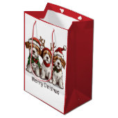 Vrolijk Kerstfeest Welsh Draad Fox Terrier Honden Medium Cadeauzakje (Voorkant Gekanteld)