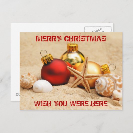 Vrolijk kerstfeest Wens dat je hier was Briefkaart (Voorkant / Achterkant)