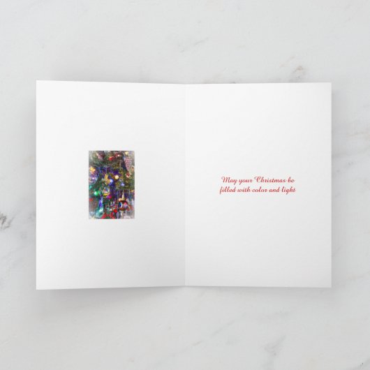 Vrolijk Kerstfeest Wenskaart - Decorated Tree #1 Feestdagen Kaart (Binnen)