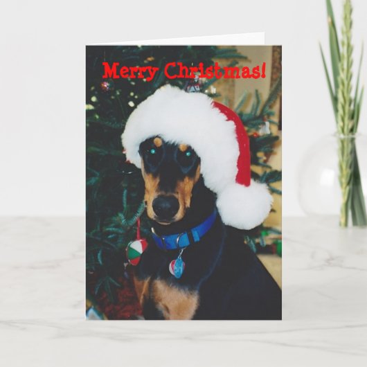 vrolijk kerstfeest! Wenskaart van Doberman Feestdagen Kaart (Voorkant)