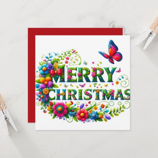 Vrolijk kerstfeest Wenskaarten Kaart (Voorkant / Achterkant in situ)