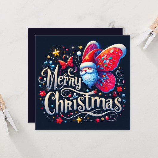 Vrolijk kerstfeest Wenskaarten Kaart (Voorkant / Achterkant in situ)