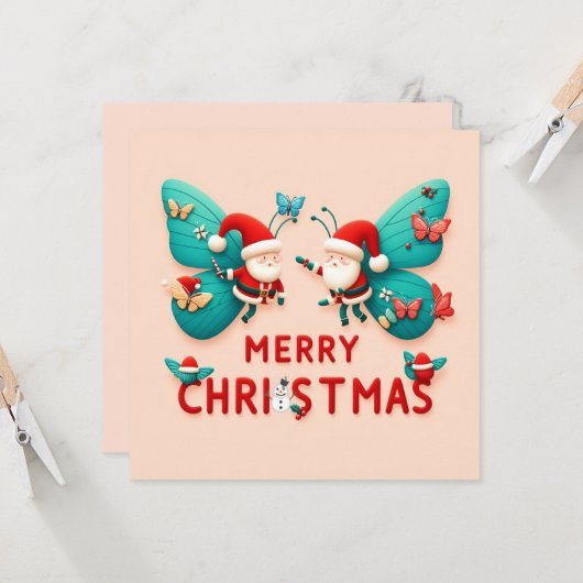 Vrolijk kerstfeest Wenskaarten Kaart (Voorkant / Achterkant in situ)