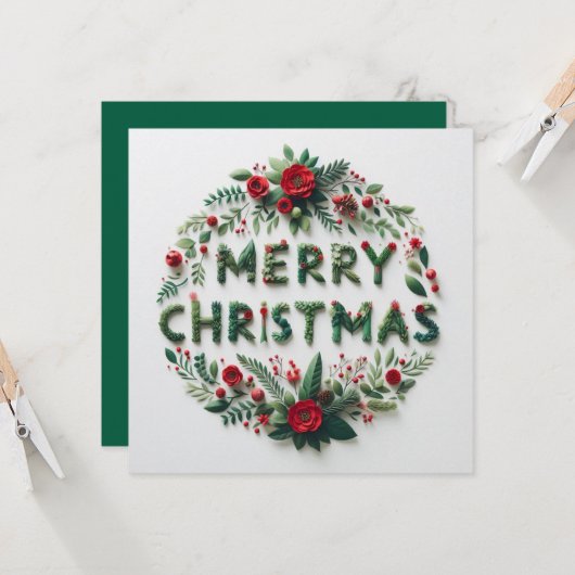 Vrolijk kerstfeest Wenskaarten Kaart (Voorkant / Achterkant in situ)