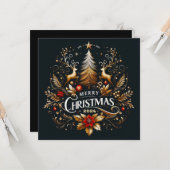 Vrolijk Kerstfeest Wenskaarten Magisch Ontwerp Kaart (Voorkant / Achterkant in situ)