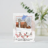 Vrolijk Kerstfeest West Virginia Red Barn Personal Feestdagenkaart (Staand voorkant)