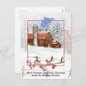 Vrolijk Kerstfeest West Virginia Red Barn Personal Feestdagenkaart (Voorkant / Achterkant)