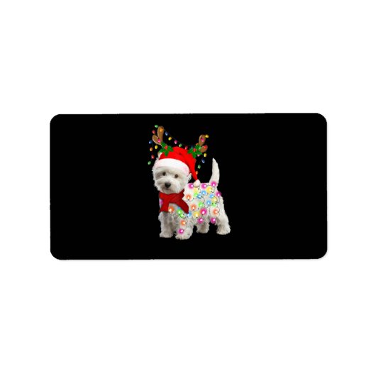 Vrolijk kerstfeest Westie Dog Reindeer Cosplay Etiket (Voorkant)