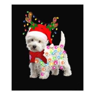 Vrolijk kerstfeest Westie Dog Reindeer Cosplay Foto Afdruk