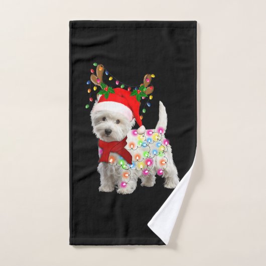 Vrolijk kerstfeest Westie Dog Reindeer Cosplay Handdoek (Handdoek)