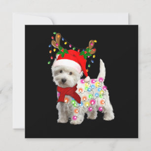 Vrolijk kerstfeest Westie Dog Reindeer Cosplay Kaart