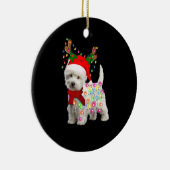 Vrolijk kerstfeest Westie Dog Reindeer Cosplay Keramisch Ornament (Rechts)