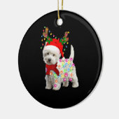 Vrolijk kerstfeest Westie Dog Reindeer Cosplay Keramisch Ornament (Links)