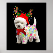 Vrolijk kerstfeest Westie Dog Reindeer Cosplay Poster (Voorkant)