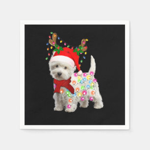 Vrolijk kerstfeest Westie Dog Reindeer Cosplay Servet